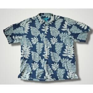 Paradise Blue Mens 100% Still Tropical Camp Shirt Blue Leaf Size XL